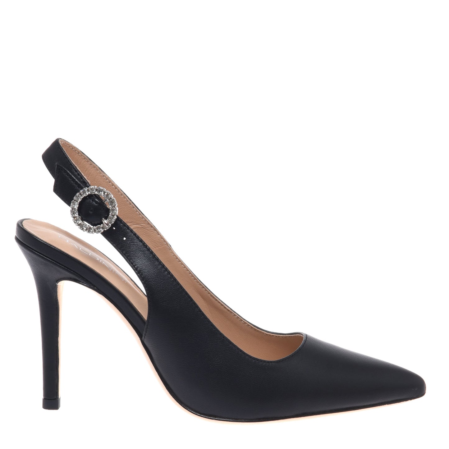 Black leather slingback