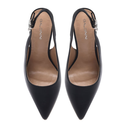 Black leather slingback