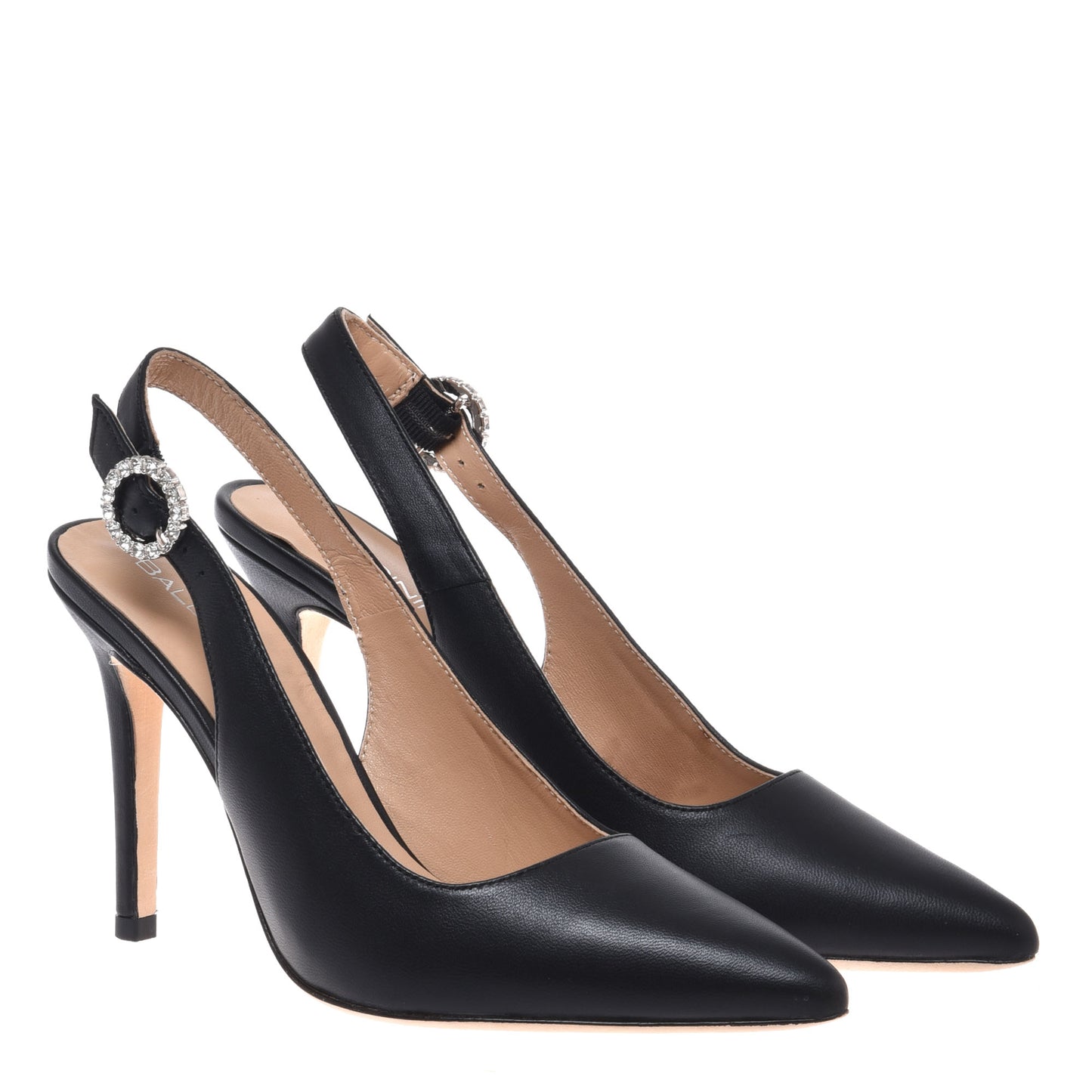 Black leather slingback