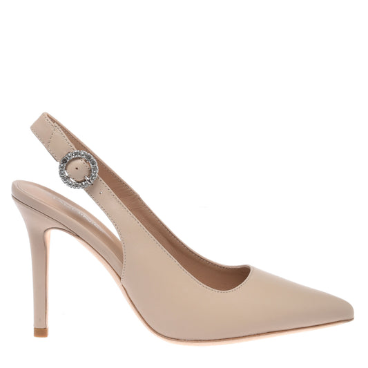 Nude leather slingback