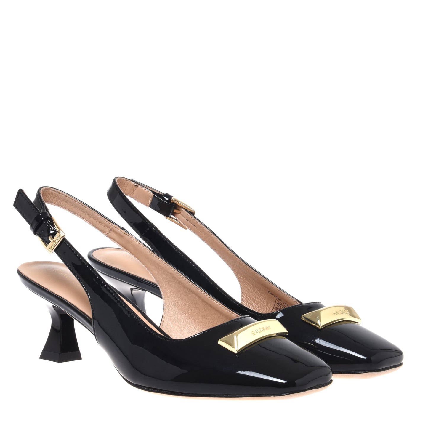 Slingback en cuir verni noir