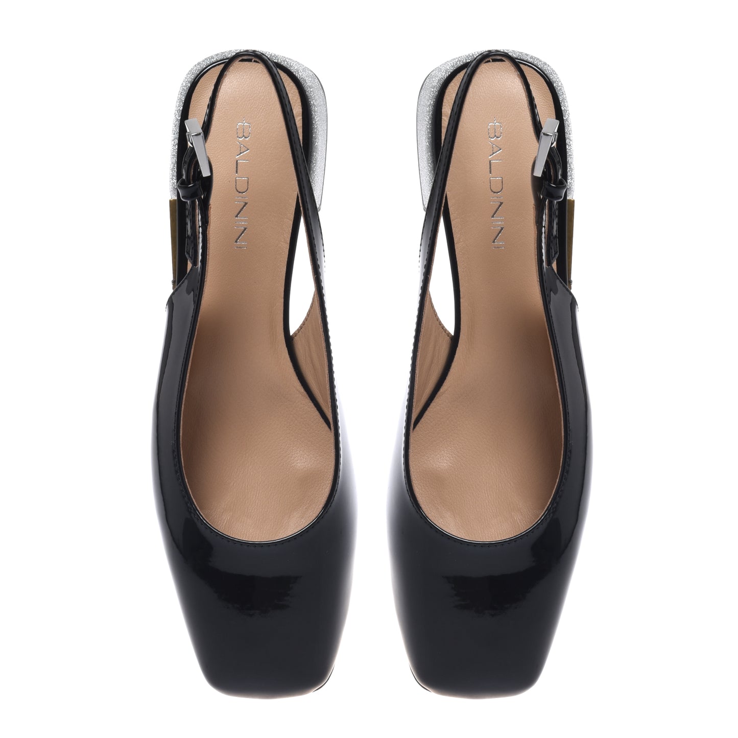 Black patent leather slingback