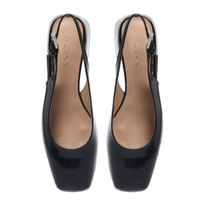 Black patent leather slingback
