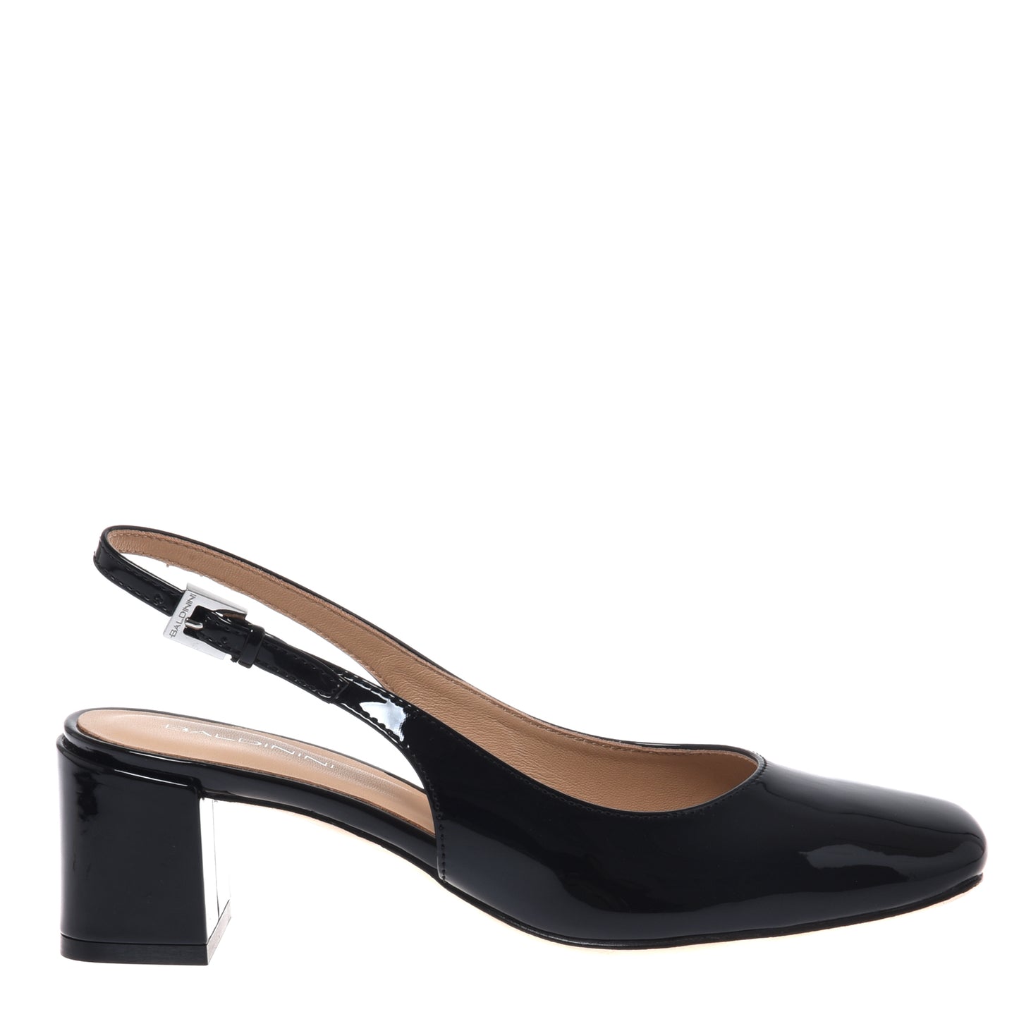 Slingback en cuir verni noir
