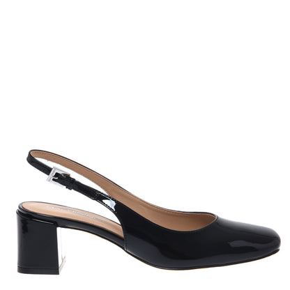 Slingback en cuir verni noir
