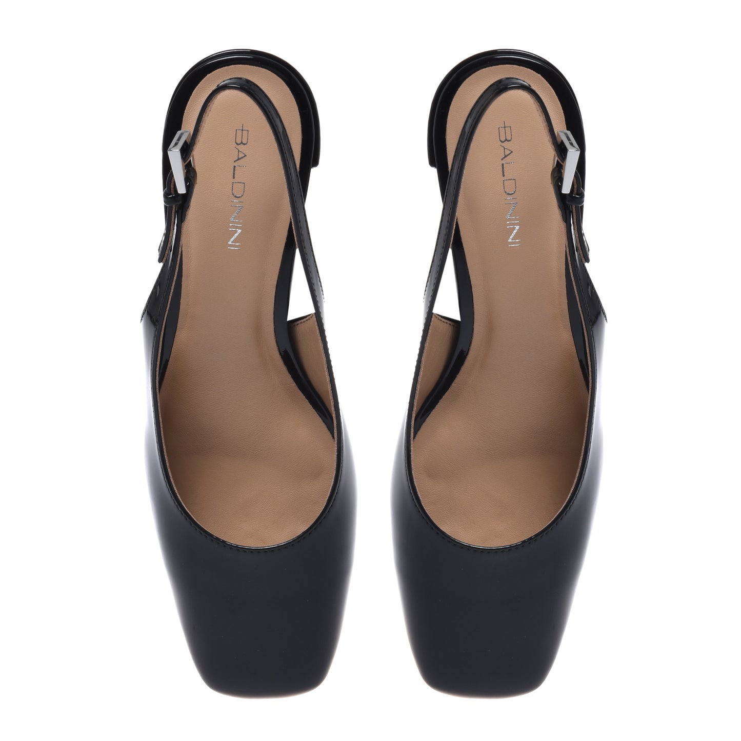 Slingback en cuir verni noir