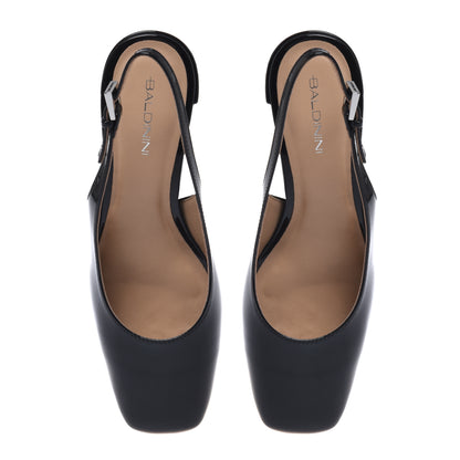 Slingback en cuir verni noir