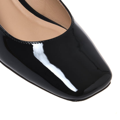 Slingback en cuir verni noir