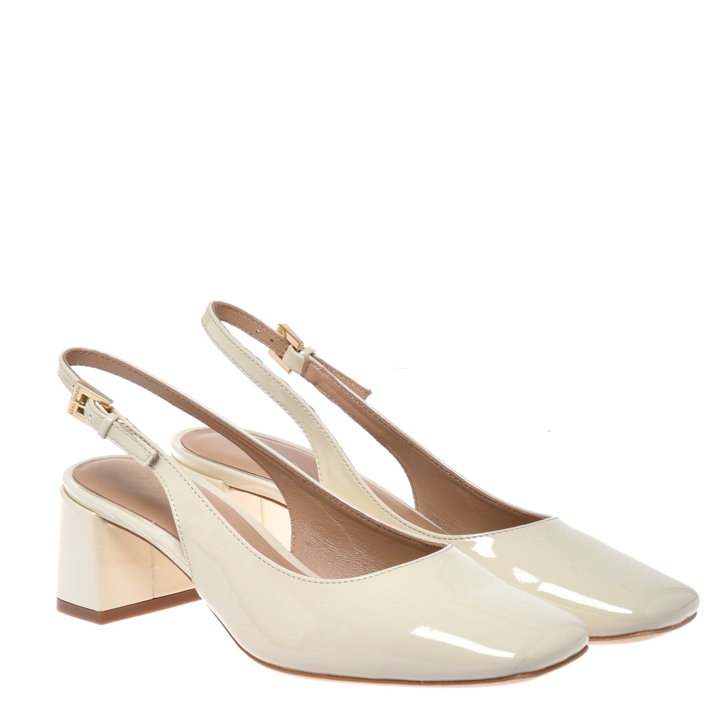 Slingback en vernis blanc cassé
