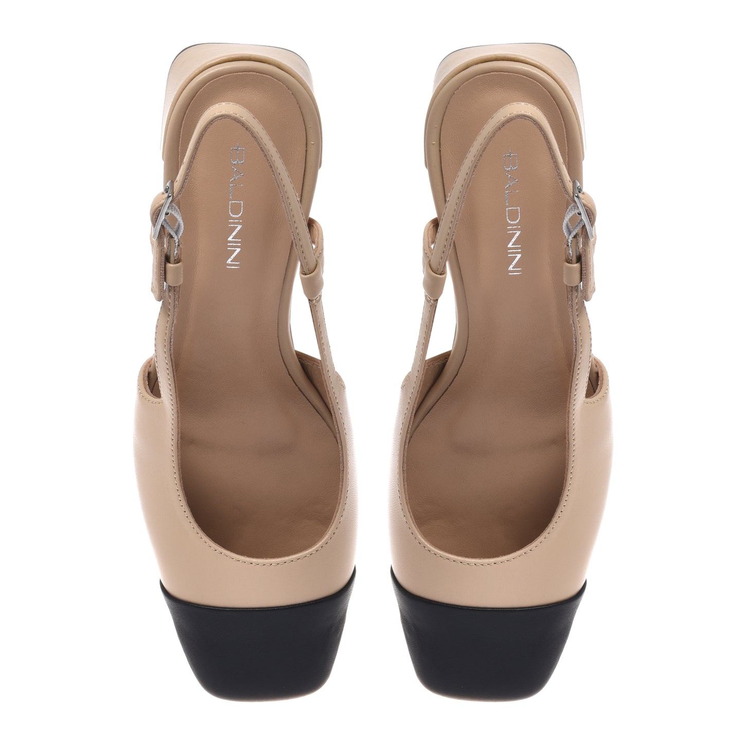 Slingback in pelle nera e nude