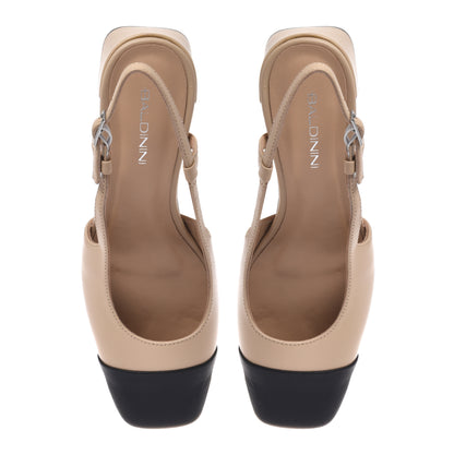 Slingback in pelle nera e nude