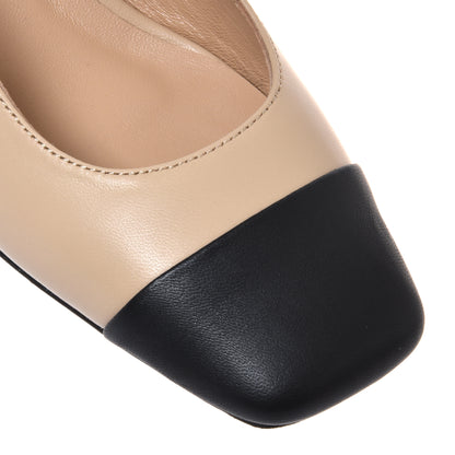 Slingback in pelle nera e nude