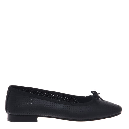 Black openwork nappa leather ballet flat