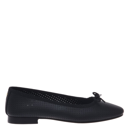 Black openwork nappa leather ballet flat