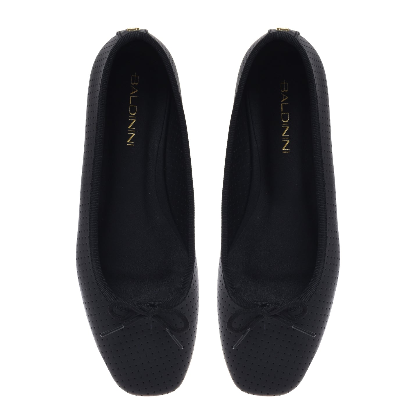 Black openwork nappa leather ballet flat