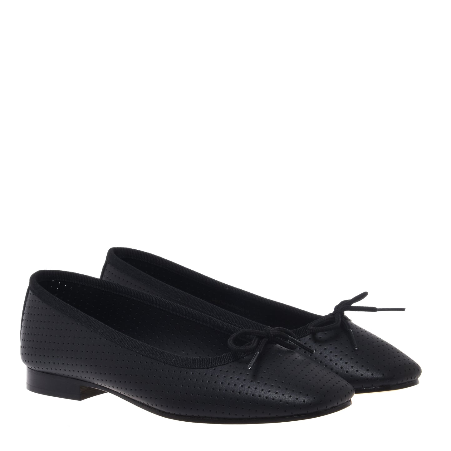 Black openwork nappa leather ballet flat