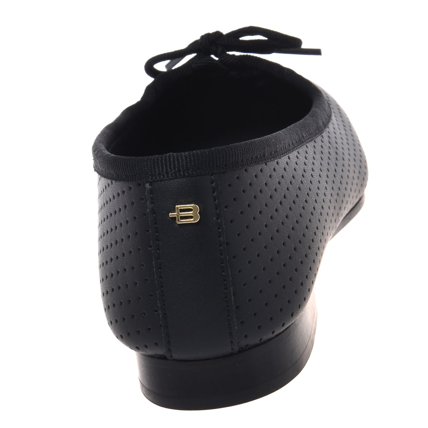 Black openwork nappa leather ballet flat