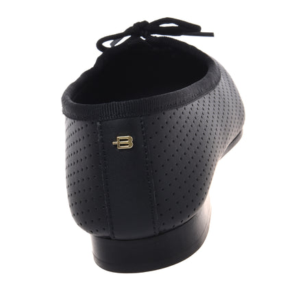 Black openwork nappa leather ballet flat