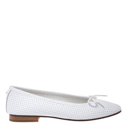 Ballerine en cuir nappa ajouré blanc
