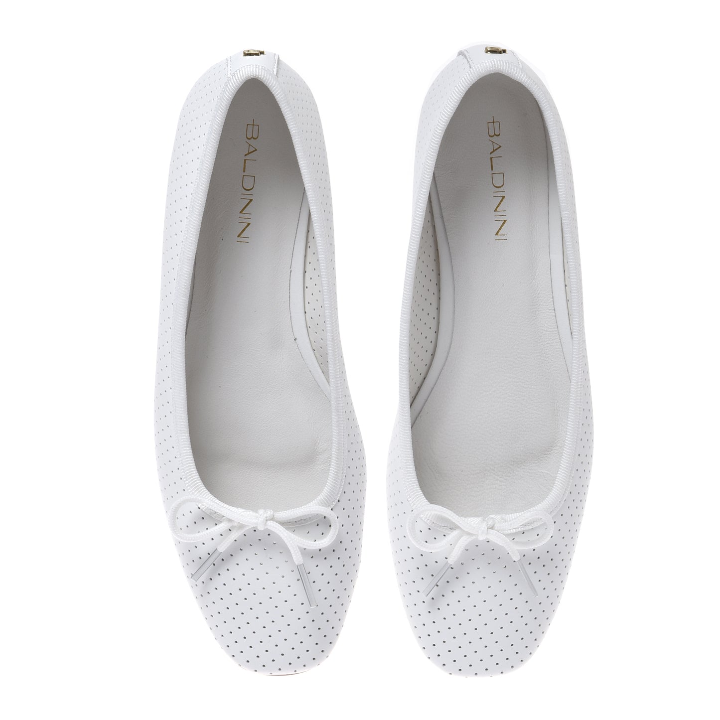 Ballerine en cuir nappa ajouré blanc