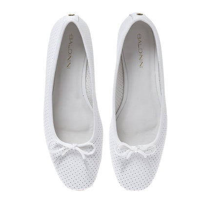 Ballerine en cuir nappa ajouré blanc