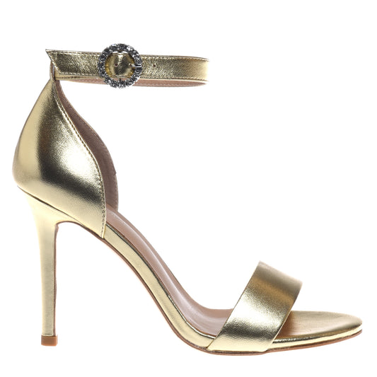 Light gold laminated nappa leather sandal