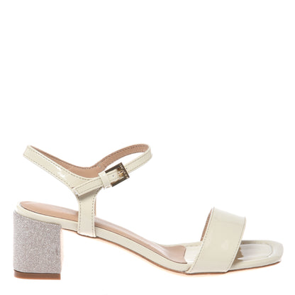 Off-white patent leather sandal