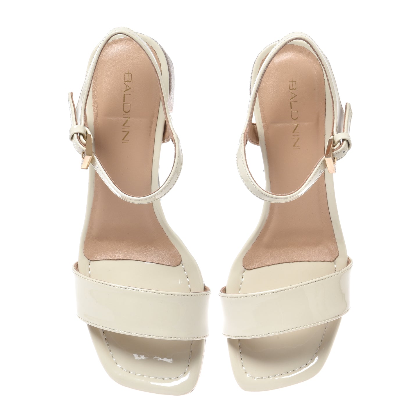 Off-white patent leather sandal