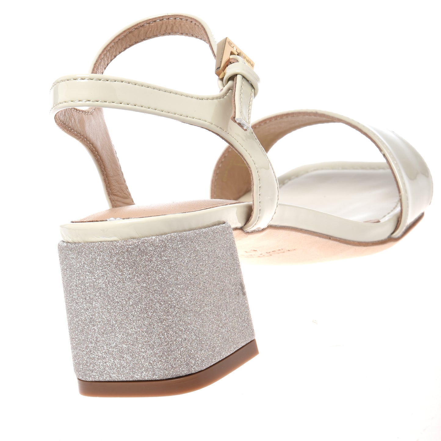 Off-white patent leather sandal