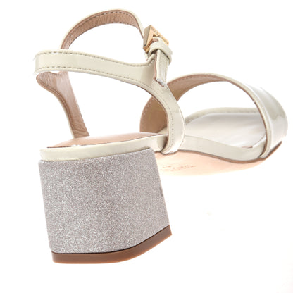 Off-white patent leather sandal