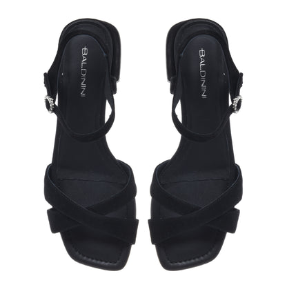 Sandalo in camoscio nero