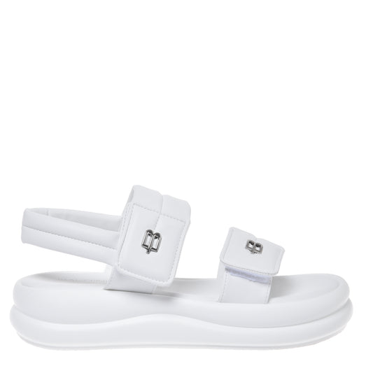 White faux leather sandal