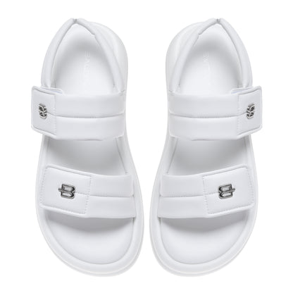 White faux leather sandal
