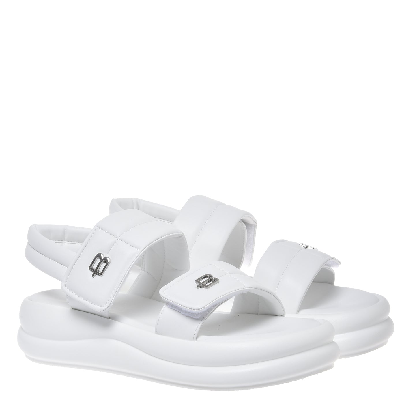 White faux leather sandal