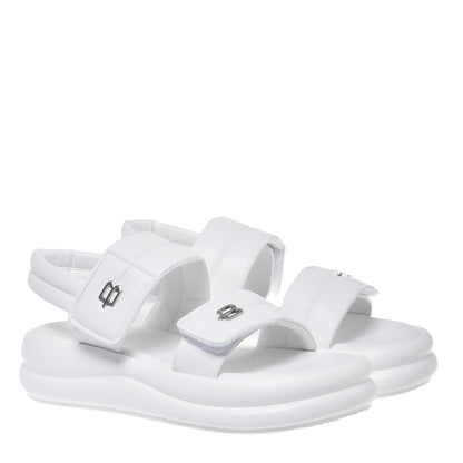 White faux leather sandal