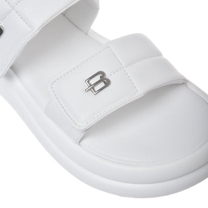 White faux leather sandal
