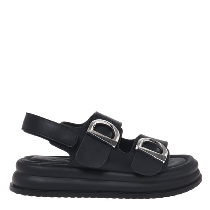 Black leather sandal