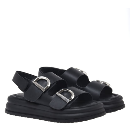 Black leather sandal