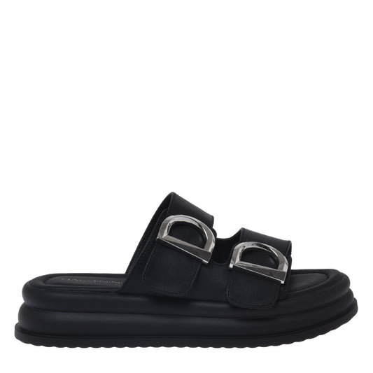 Black leather mule