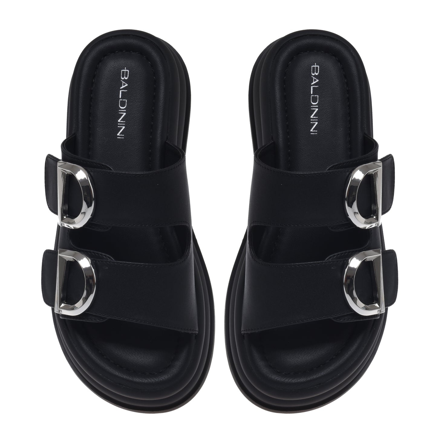 Black leather mule
