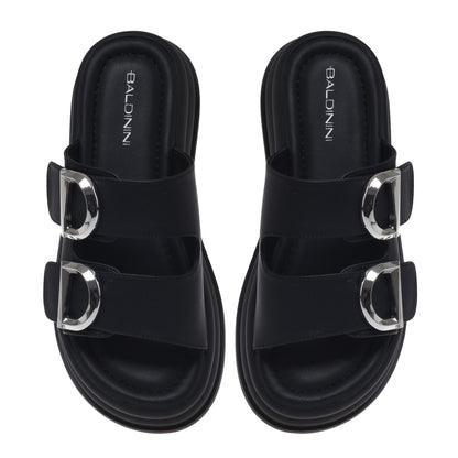 Black leather mule