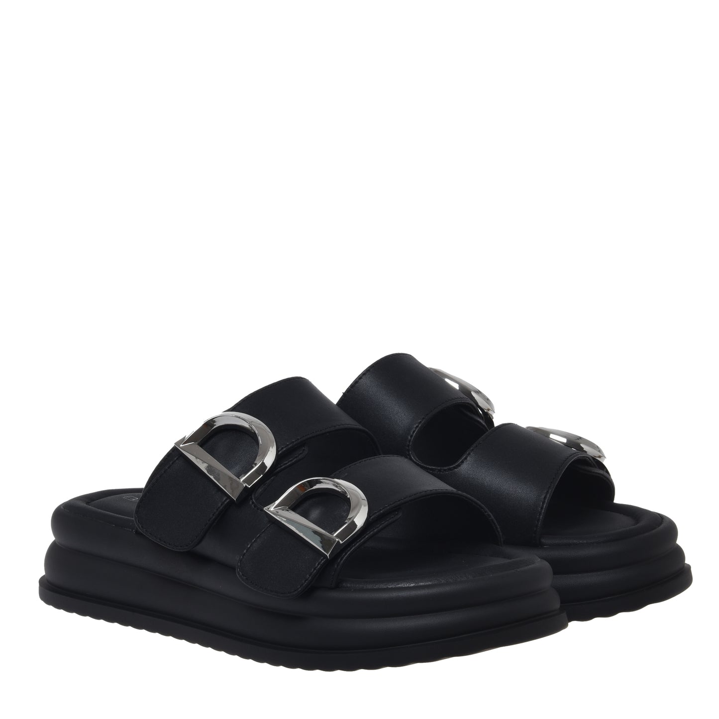 Black leather mule