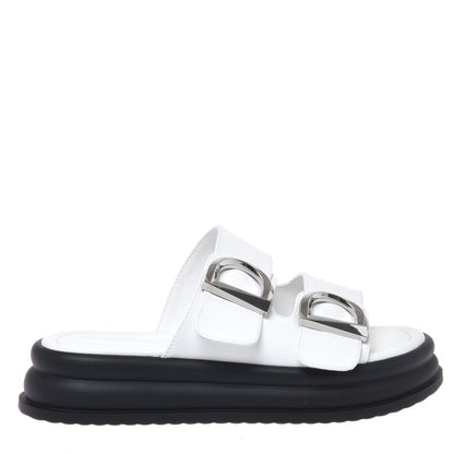 Mule en cuir blanc