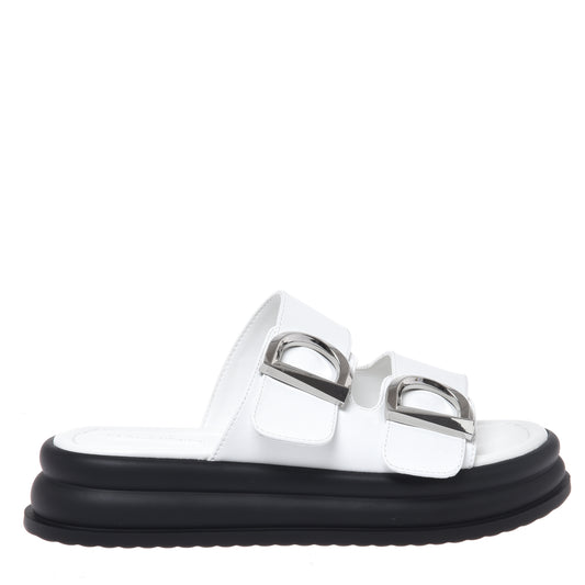 White leather mule