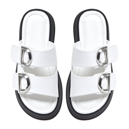 Mule en cuir blanc