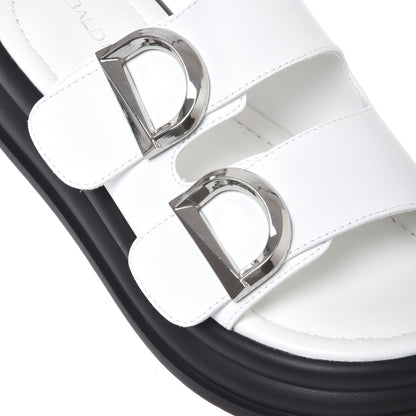 Mule en cuir blanc