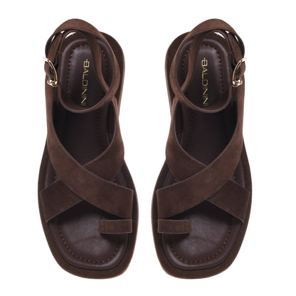 Sandale en daim marron foncé