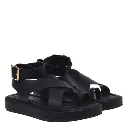 Black nappa sandal