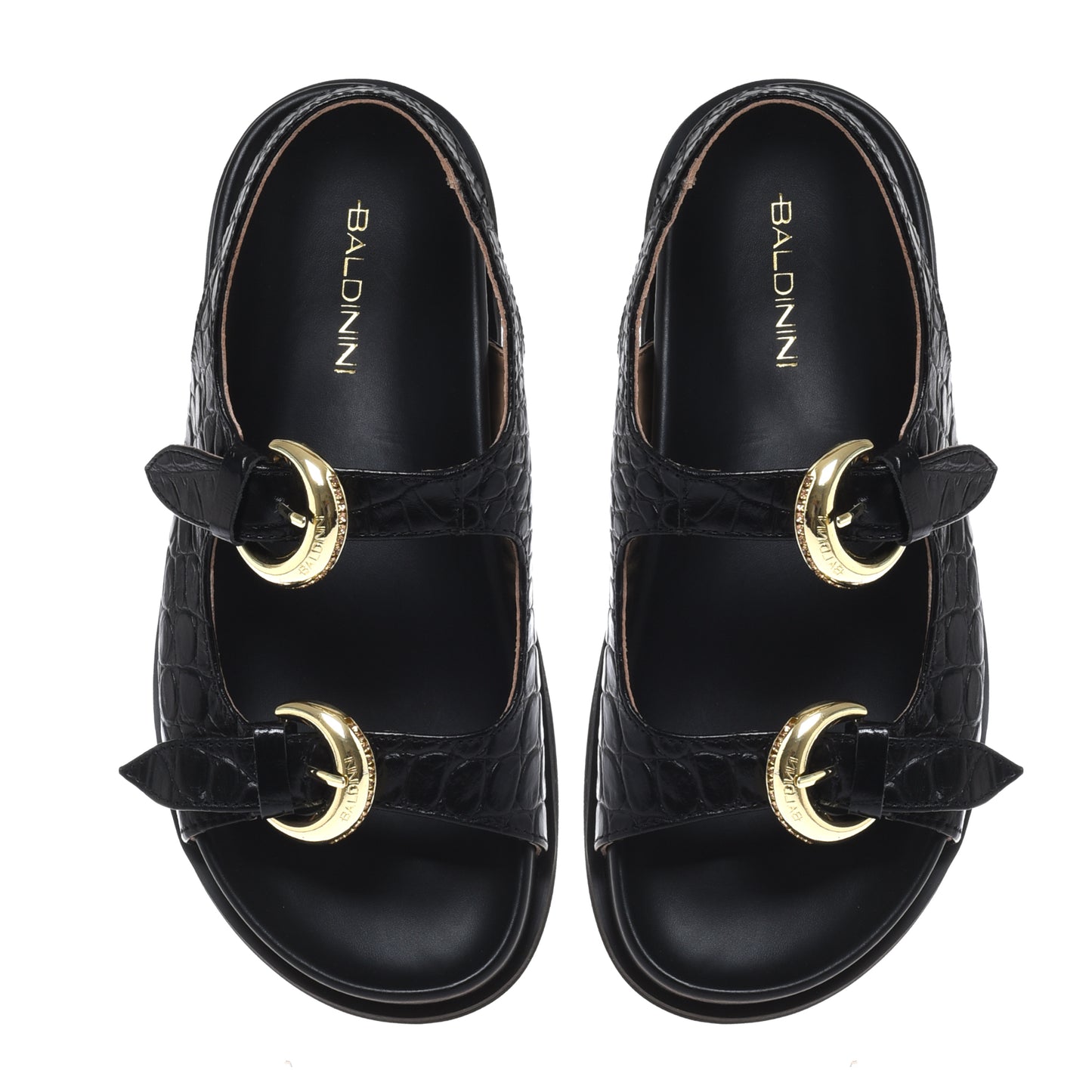 Sandale en imprimé croco noir