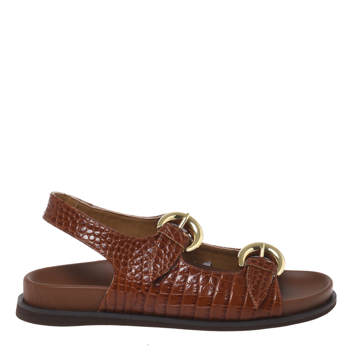 Sandale en imprimé croco cuir